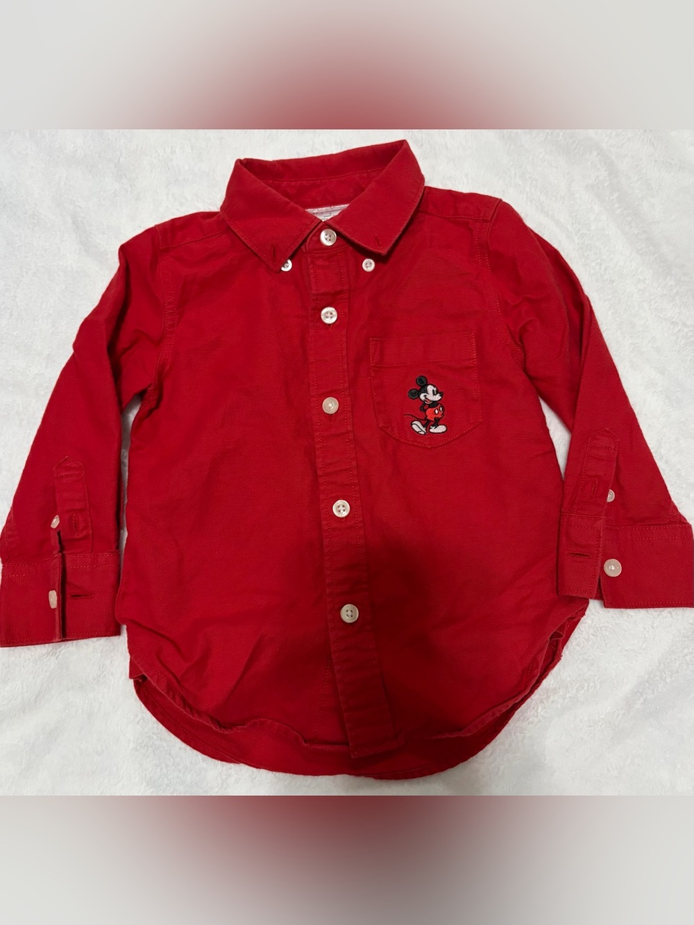 Baby gap size 2 .Disney mickey mouse Red Long-Sleeve Button-Down